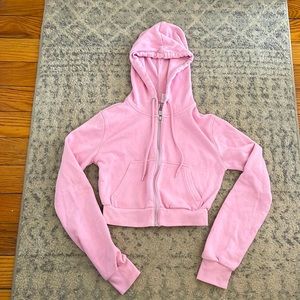 Zip up cropped H&M sweatshirt (pink)